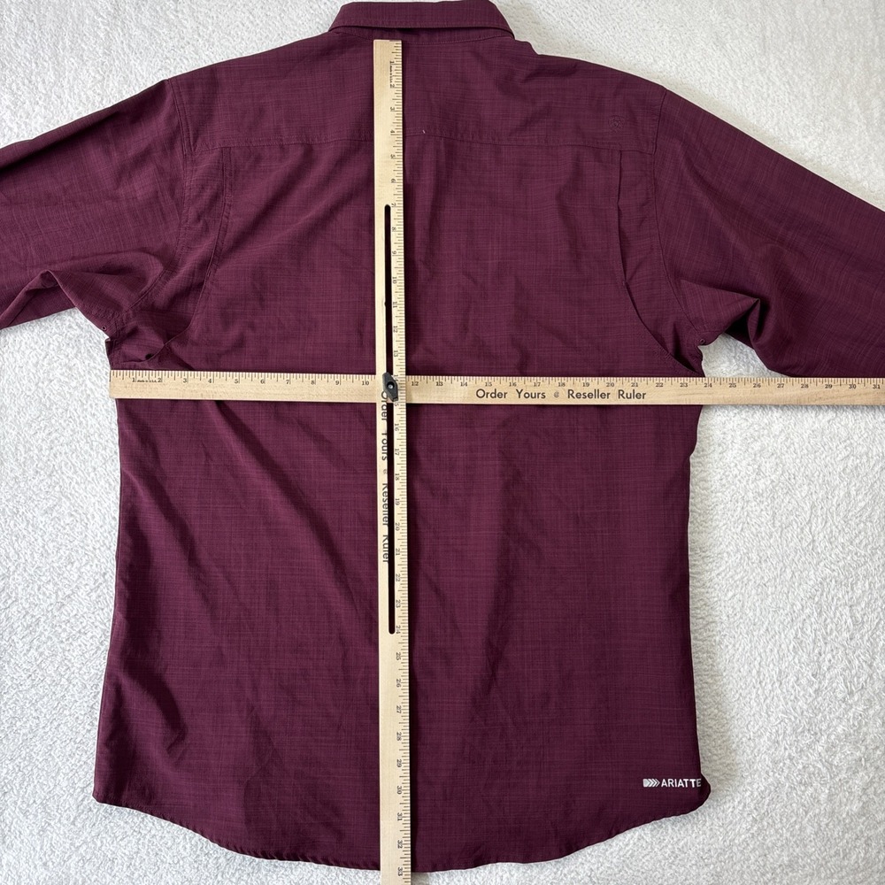 ARIAT Tek Heat Series Mens Long Sleeve Shirt Large Burgundy Lightweight Vented - Picture 6 of 16